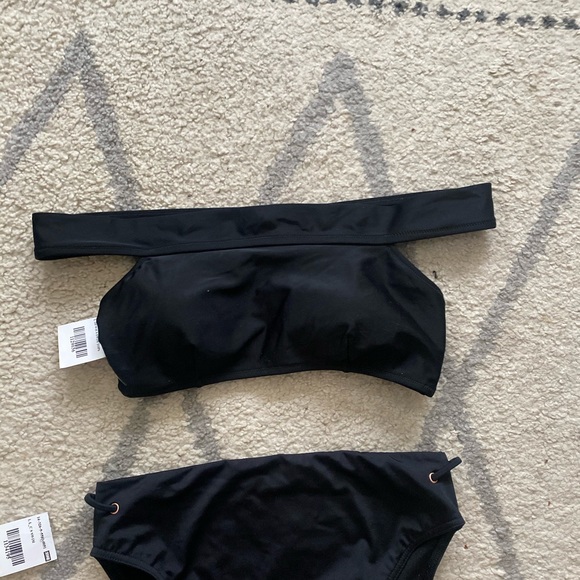 Tags removed- never worn. Black off shoulder high waisted bikini - Picture 2 of 4